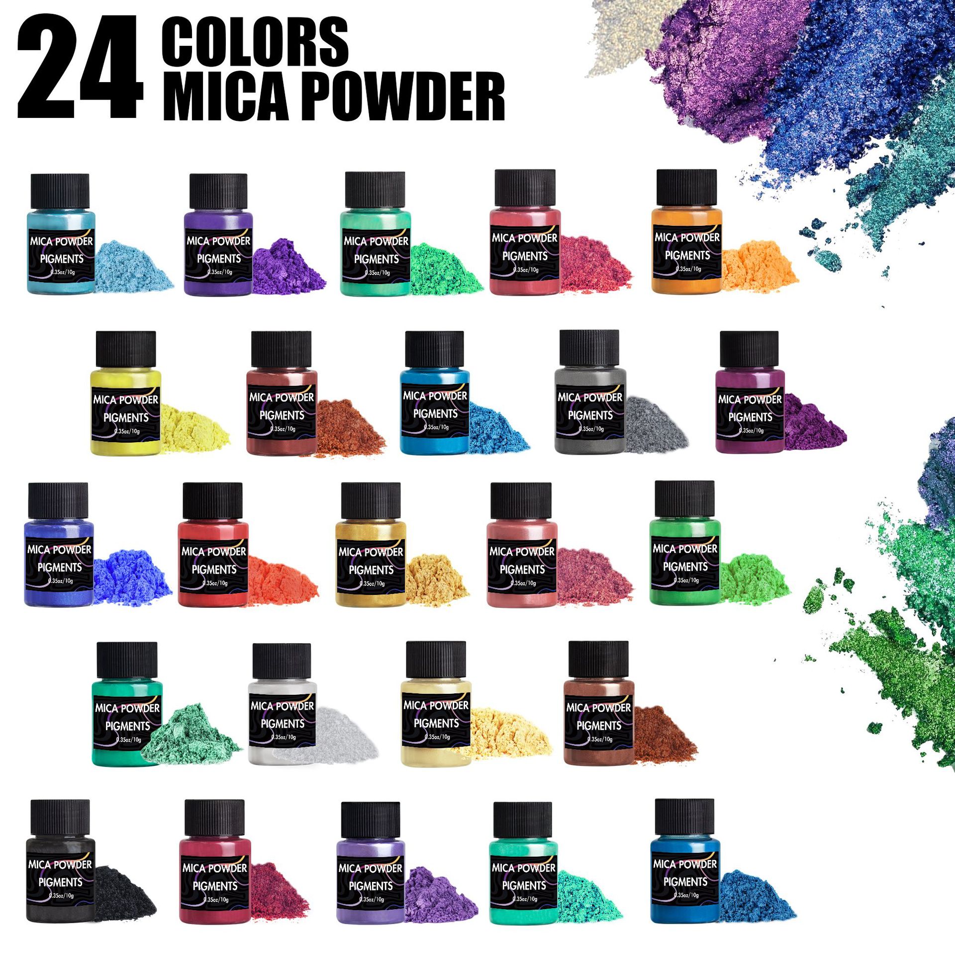跨境专供24色30ml瓶装珠光粉流麻树脂DIY史莱姆浴球肥皂用云母粉