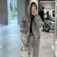 SMFKR Storm Garden широкая джинсовая капюшон жаккардовая куртка с несколькими карманами 25 хлопчатобумажная куртка с капюшоном