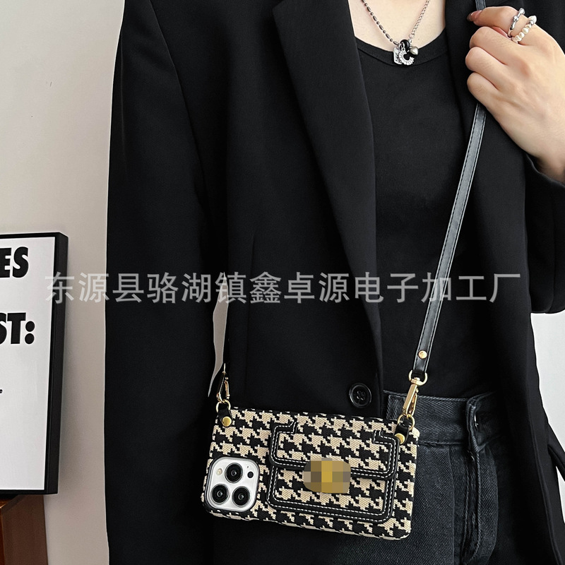 For Huawei Matex6 Mobile Phone Case Fabric High-grade Sense P70Pro Houndstooth Card Bag mate70pro New Style