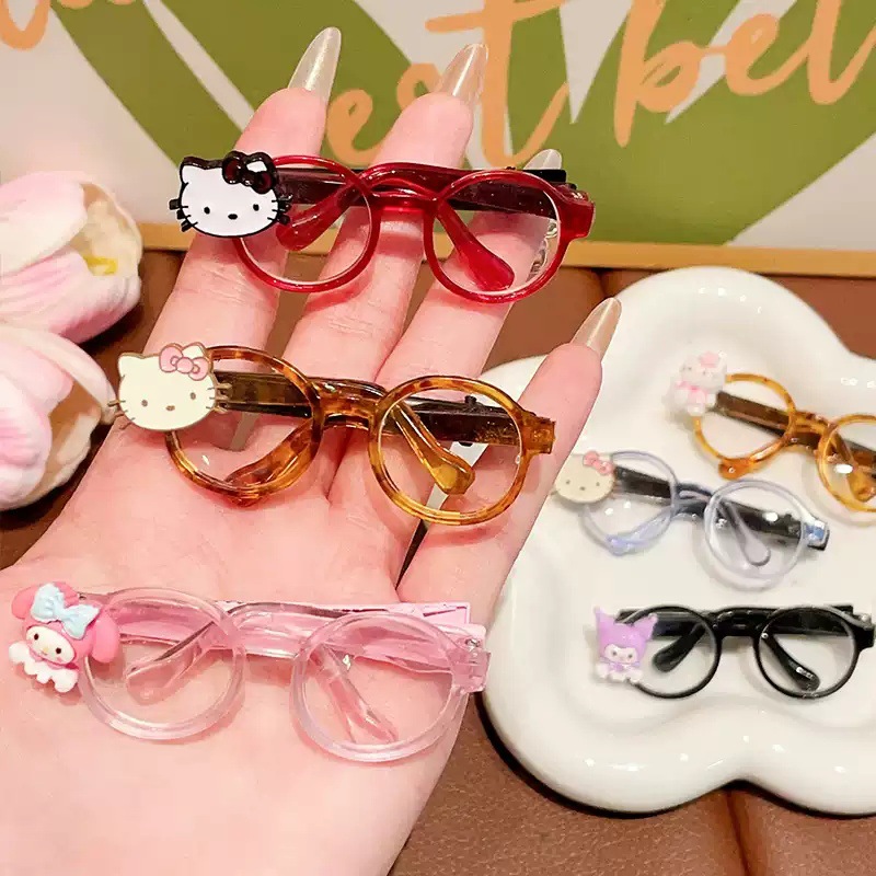 super popular cute small glasses frame barrettes cartoon doll inlaid headdress leopard print colored series children hairpin headdress