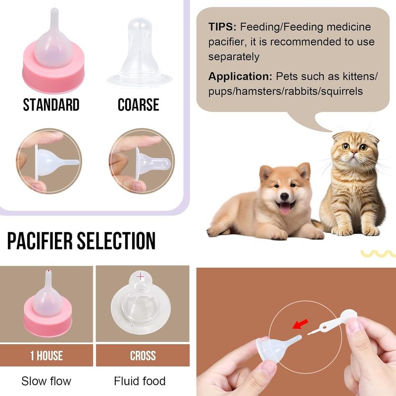 哺乳瓶 4oz-带奶嘴的小动物喂食套装 |幼犬、小猫、手工喂养用品|undefined