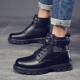 Men's Shoes Martin Leather Boots British 2024 fleece-lined Cotton Shoes Leather Shoes Casual New High-top Men's Height-increasing Workwear Boots