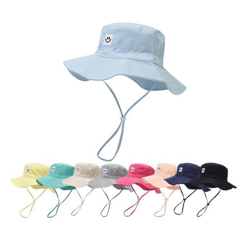 Children's cute smiling face fishing hat summer outdoor camping quick-drying breathable sun hat baby hat