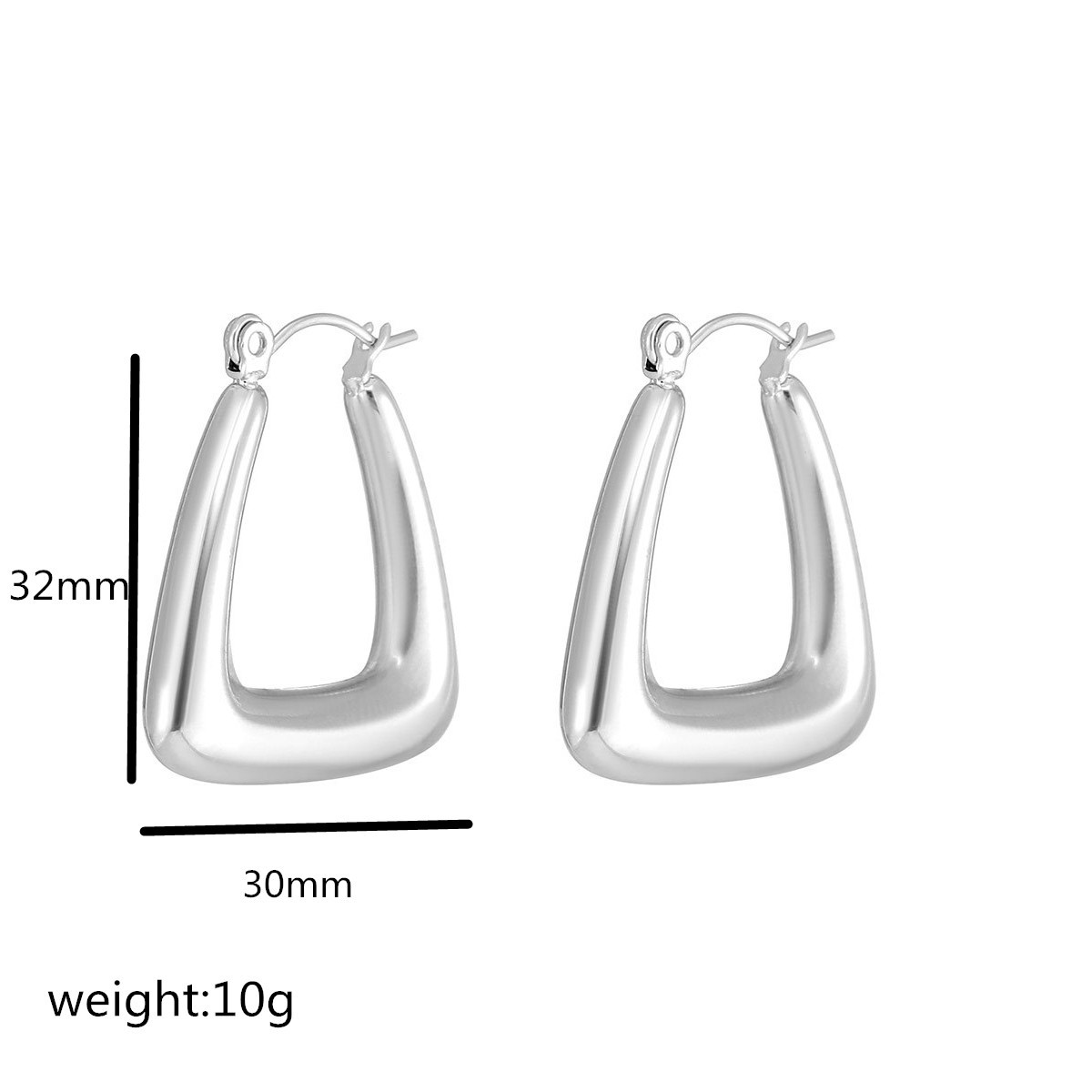1 Piece Simple Style Square Plating Stainless Steel Hoop Earrings display picture 5