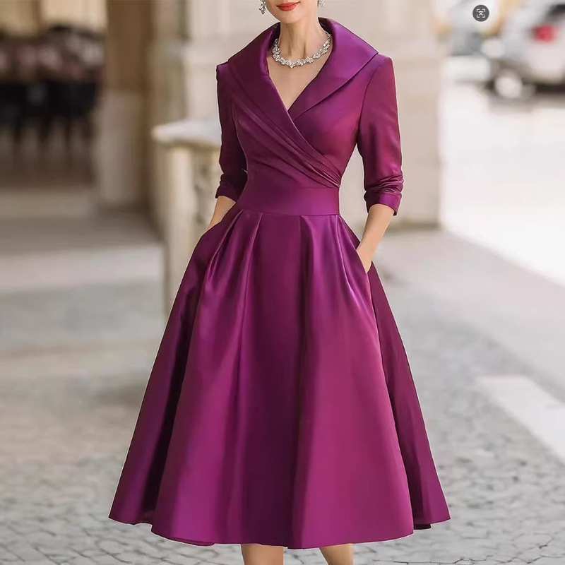 2025 New European and American Women's Fashion Amazon Shein Independent Site Elegant Formal Waist-Cinching Slimming Dress for Women