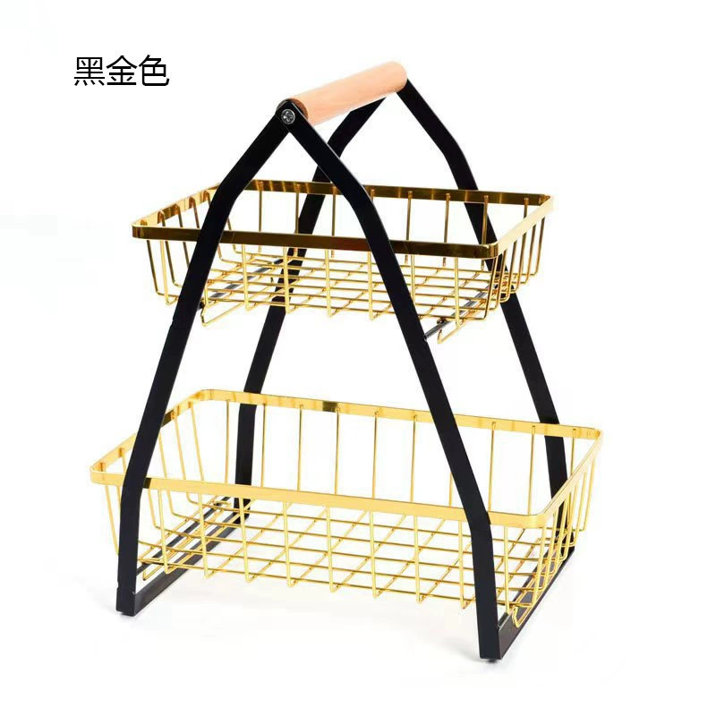 Многофункциональная металлическая корзина для фруктов с деревянной ручкой, портативная настольная подставка для хранения на кухне, многофункциональный органайзер