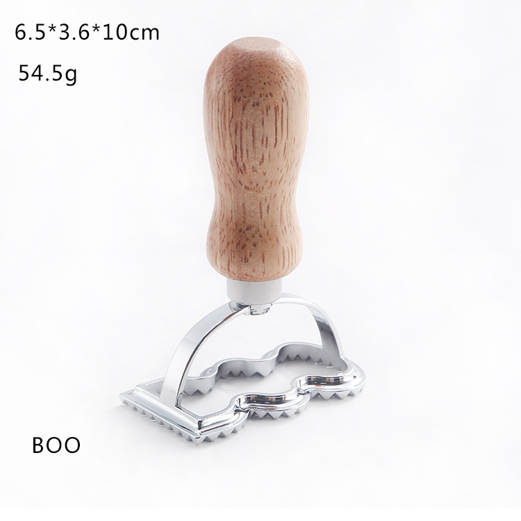 Dumpling encaje impresión aleación de zinc molde de galletas dumpling lado de la piel flor en relieve molde de galletas mango de madera rueda de cortador de pastel