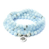 Organic bracelet natural stone, blue rosary for yoga, accessory, 108 beads, 8mm, wholesale