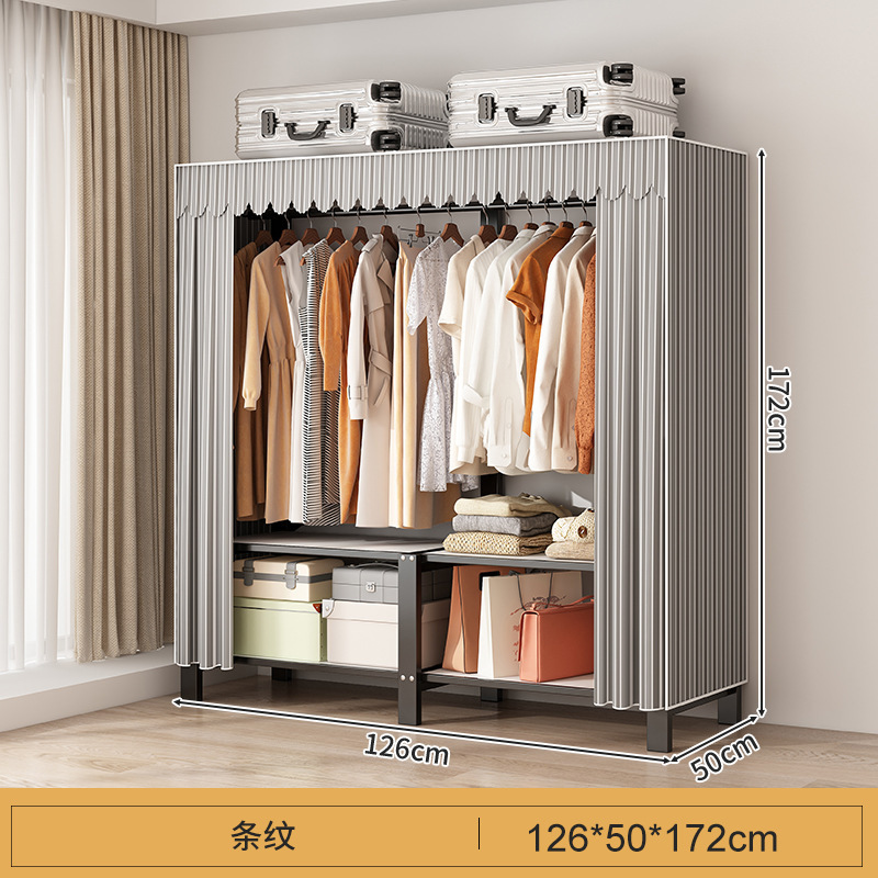 Libre de instalación armario hogar dormitorio plegable simple armario de tela habitación de alquiler fuerte y durable marco de acero armario de almacenamiento armario