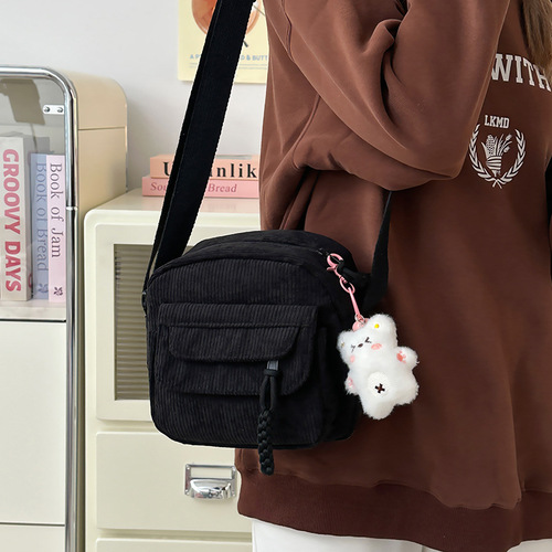 2025 New Corduroy Fashion Single Shoulder Bag for Women, Ins Casual Crossbody Bag, Student Small Square Bag, Cute Fabric Bag