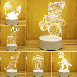 Мишка跨境3D创意小夜灯儿童礼品周年纪念礼物DIY卡通小夜灯