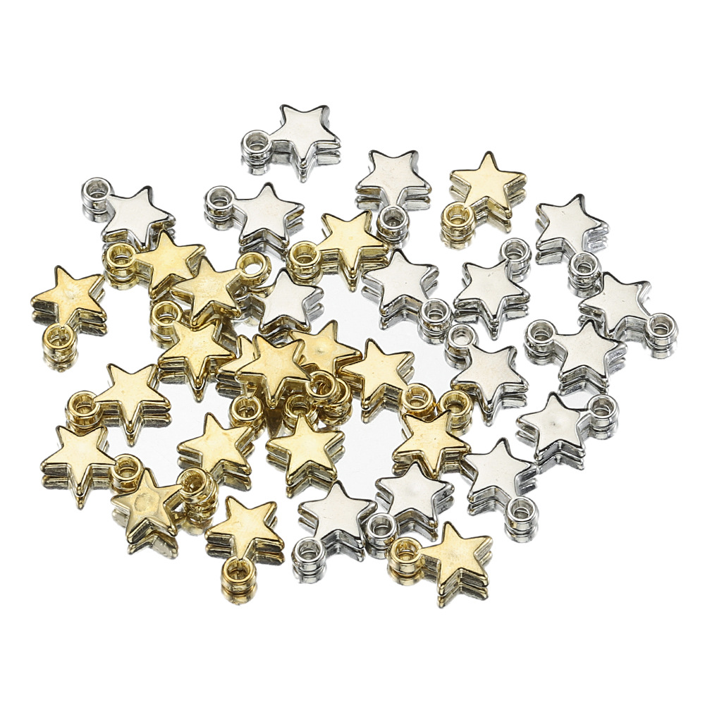 CCB estrella encanto oro plateado estrella de cinco puntas plástico ABS colgante DIY pulsera collar Ropa Accesorios de la joyería