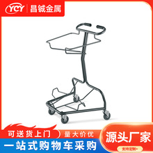 日式网红双层超市购物车零食店KTV酒吧手推车双层放购物篮小推车