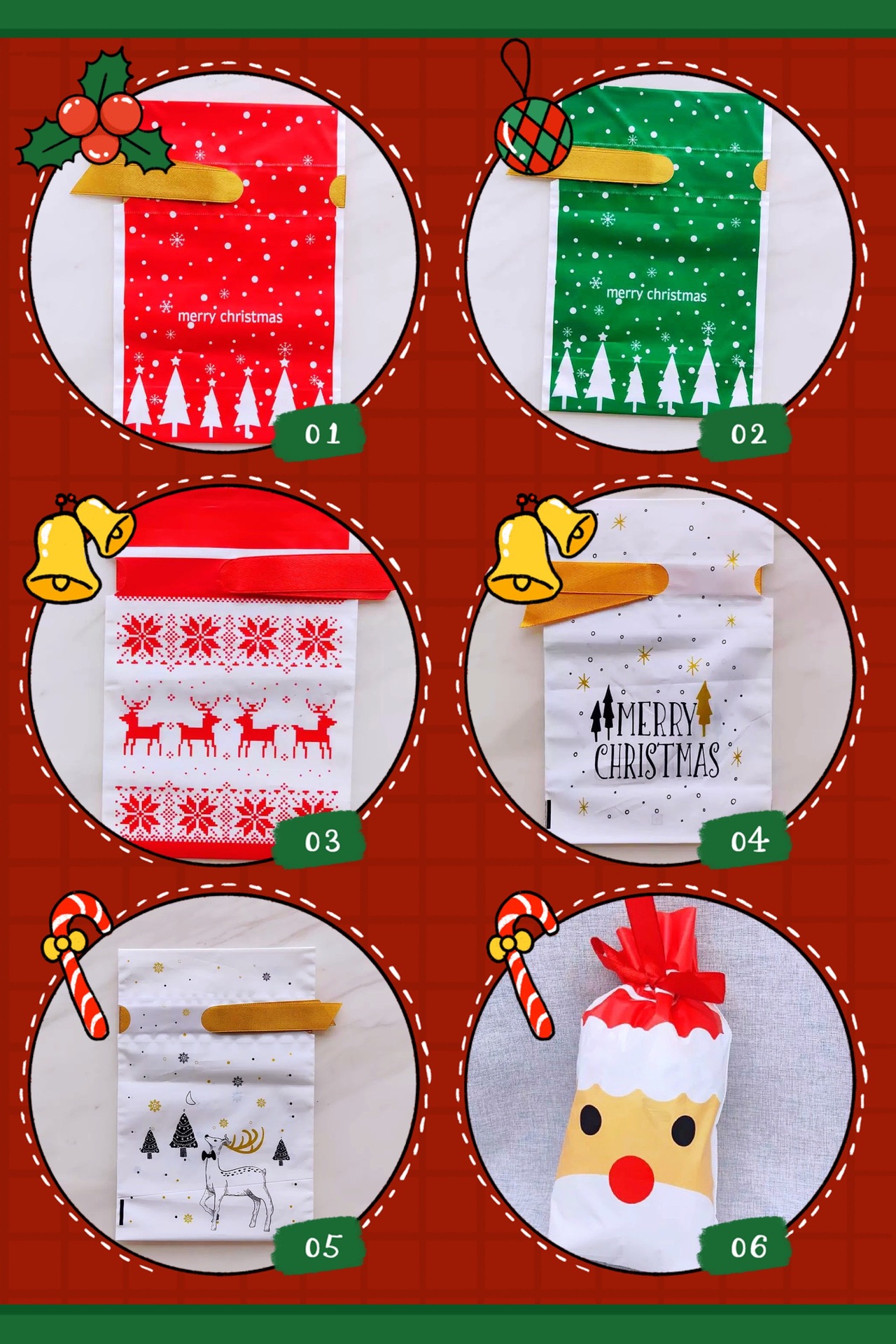 Large Christmas Packaging bag Christmas packing Cookies biscuit gift Snowflake Packaging bag Cross border Specifically for 50 individual