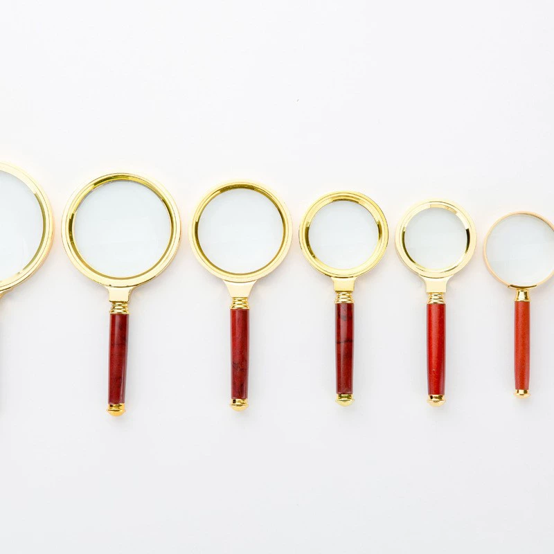 Увеличительное зеркало Золотая Красная деревянная ручка ручное увеличительное зеркало для чтения для пожилых детей стойло оптом увеличительное стекло