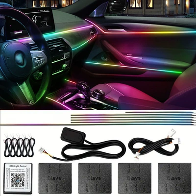 Car Ambient Light Led Flow Light 18-in-1 Acrylic Dynamic Fantasy 256-Color Ambient Light (Other lights) - one-to-six-symphony