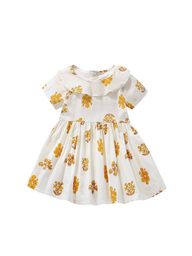 En stock malwee niños ropa verano nuevo vestido europeo y americano de estilo occidental cuello redondo manga corta falda la muchacha