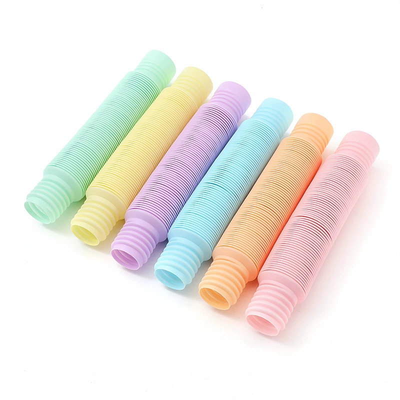Трансграничная цветная растягивающая пластиковая трубка макарон цвет гофрированный diy телескопическая трубка для декомпрессионной игрушки