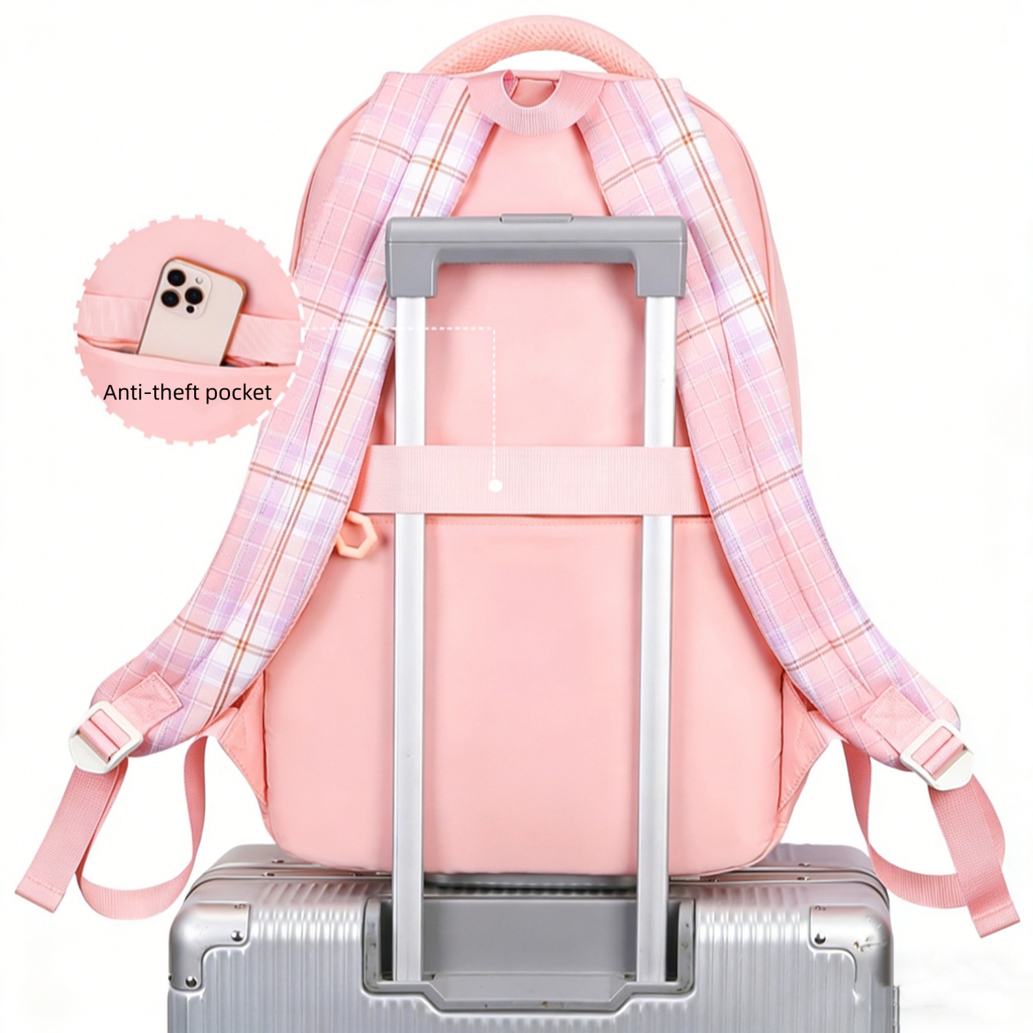 Neues grenzüberschreitendes Schleife-Dreibestandteile-Set Schulrucksack große Kapazität Doppeltragegurte für Mittel- und Oberschülerinnen sowie Studentinnen