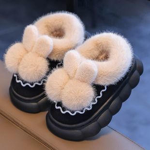 Children's Cotton Shoes Winter Girls' Bag Heel Home Warm fleece-lined Mao Mao Parent-child Boys' Thick Sole Non-slip Baby Cotton Slippers