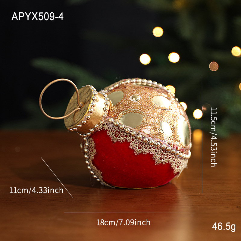 Espuma roja transfronteriza adornos navideños colgantes de árbol de Navidad dorados esquinillas de alta calidad tela de perla decoración de atmósfera