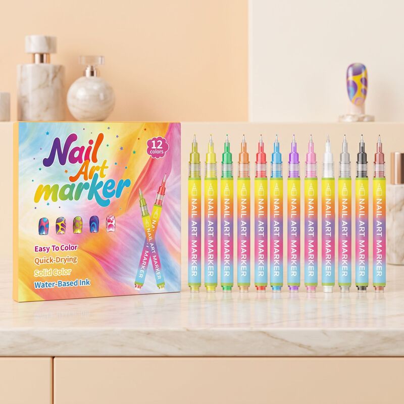 Nail art marker set, suitable for beginners, easy to use, smooth application, and comes with a variety of colors for DIY nail art Nail art marker set, suitable for beginners, easy to use, smooth application, and comes with a variety of colors for DIY nail art