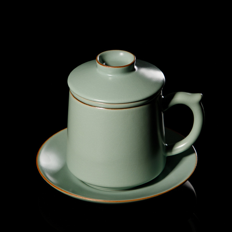 宋朴汝窯茶杯大容量陶磁器茶水分離濾過茶杯事務室個人専用コップ|undefined