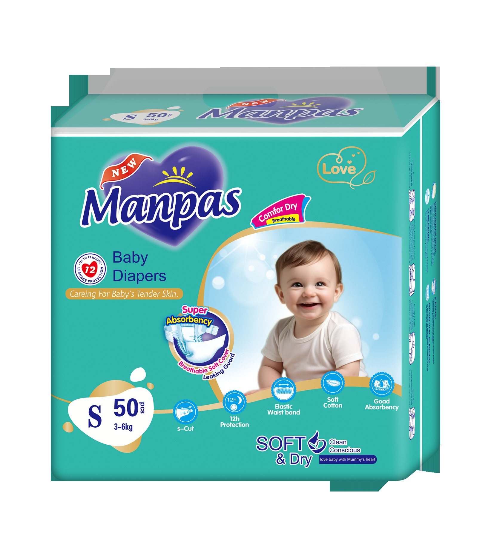 50-sheet baby diaper for children, suitable for export, Kazakhstan, Russia, Central Asia, South America cross-border trade.