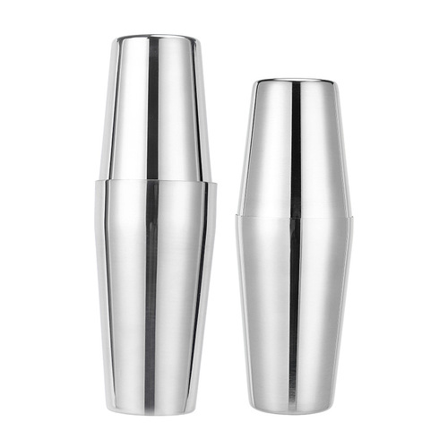 Stainless steel two-part Boston cocktail shaker, cocktail cup, mixing glass set