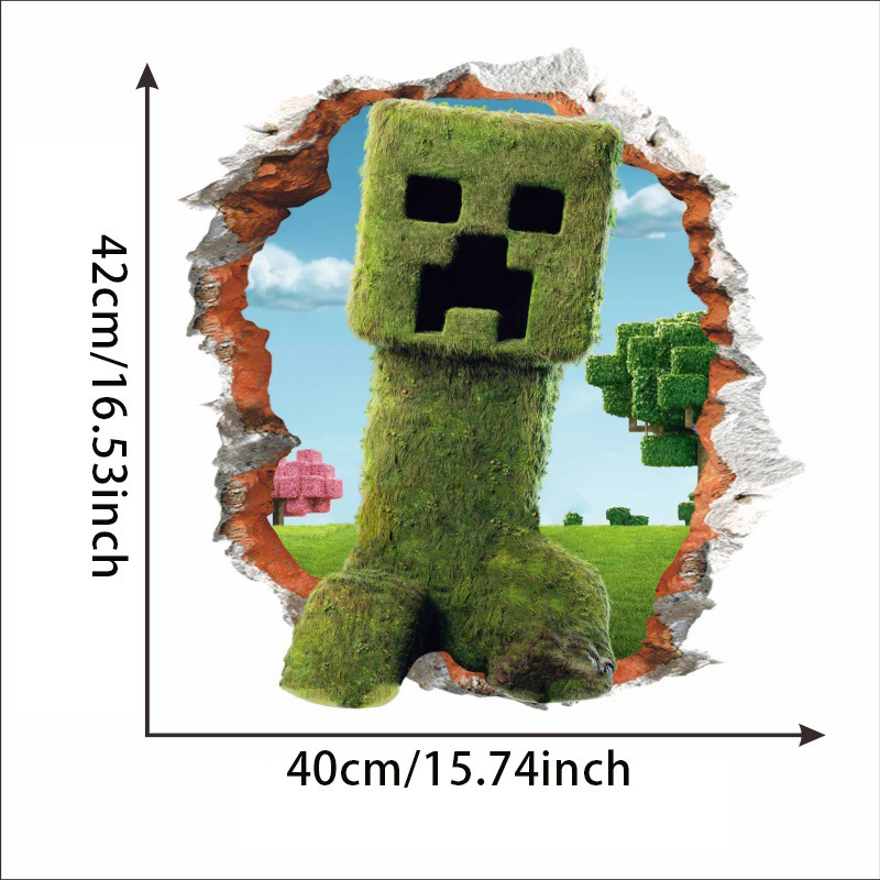 クロスボーダー Minecraft ランアウェイ Minecraft ウォールステッカー リビングルーム 子供部屋 ウォールステッカー 3D 壊れた壁 ウォールステッカー|undefined