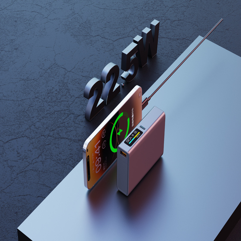 跨境热销TFT彩色数显屏迷你小巧22.5w超级快充10000毫安移动电源