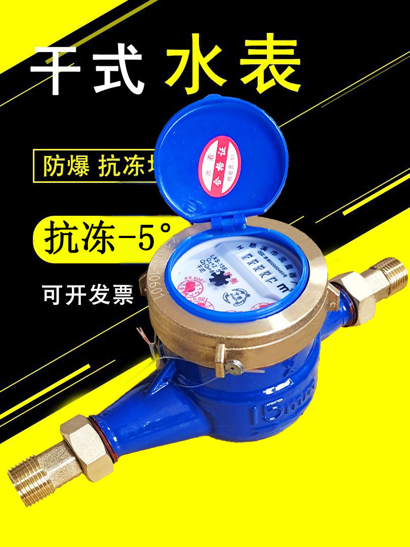 防冻水表大全家用自来水宁波分国标干式防倒转机械式DN15配件接头