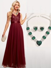 I 34751 HeartRhinestone Necklace Earrings Set ����ˮ��������