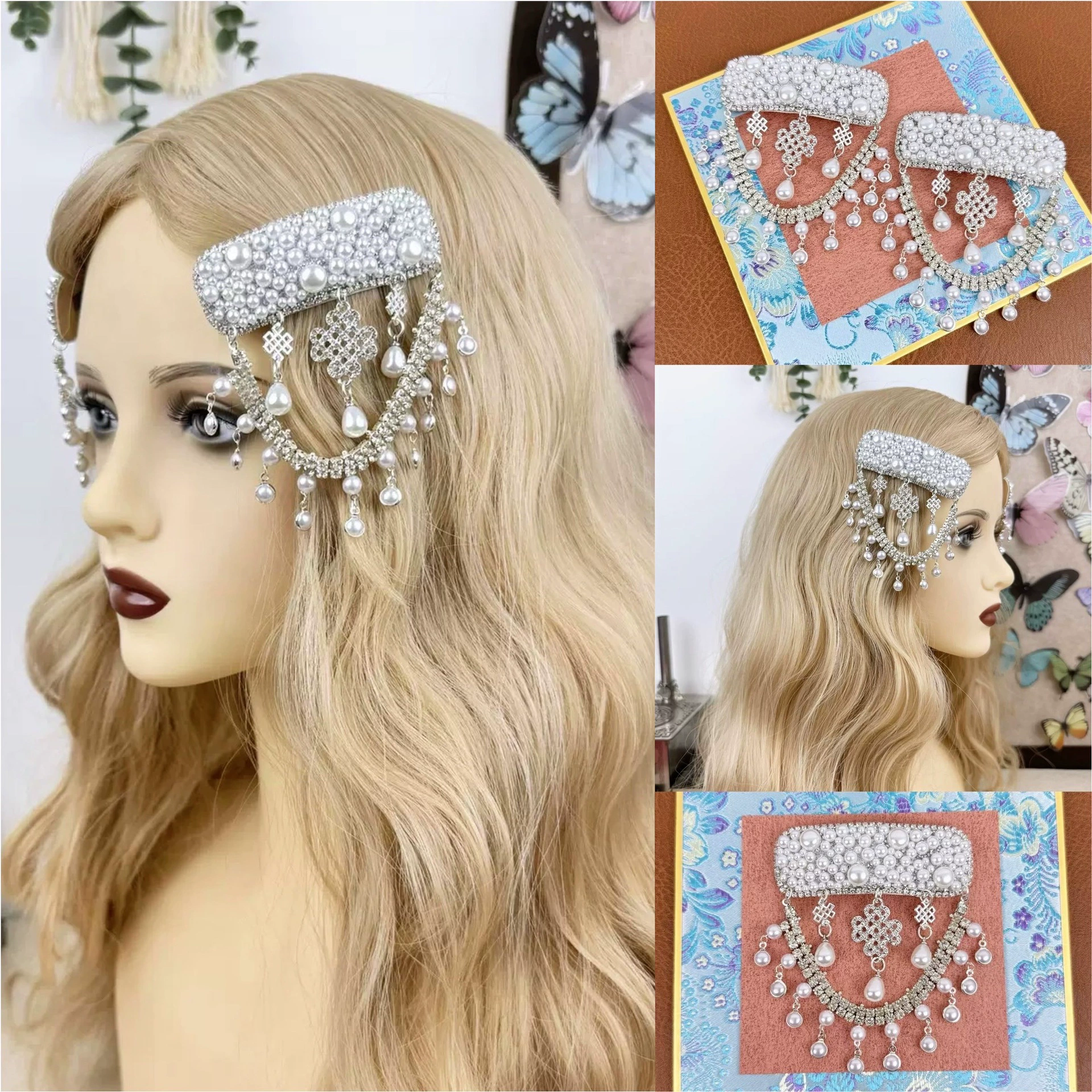 Монгольский ветер легкий и экстравагантный жемчуг с бриллиантами кисточкой заколки для волос