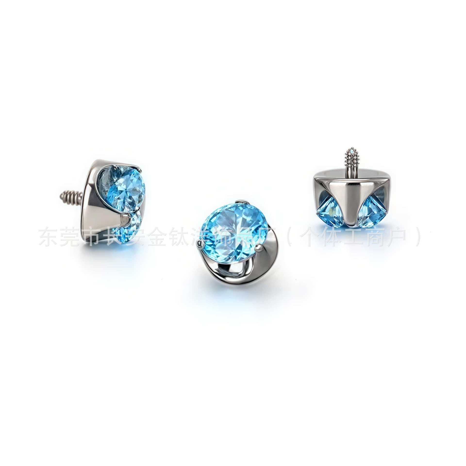 F136 Titanium 5A Zircon Ear Nail Lip Nail Piercing Jewelry - Three Claw Inlaid Design detail image 7