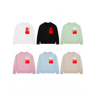 Solid Color Heart Letter Korean Jacquard Knit Long Sleeve Sweater Loose Casual Versatile Crew Neck Couple Top
