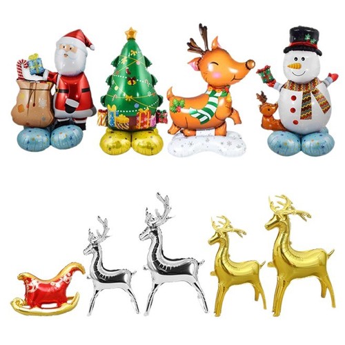 3D Santa Claus 3D Santa setup 3D reindeer sleigh decoration balloons Aluminum foil balloons Christmas balloons