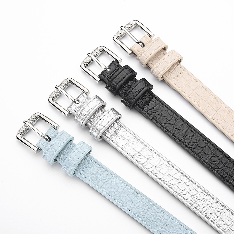 New Alloy Pin Buckle Crocodile Leather Women's High-End Casual Decorative Belt with Dress Jeans Belt