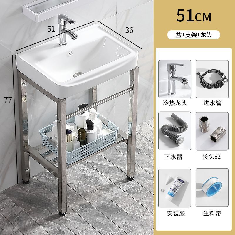 防锈卫生间易清洁小户型简装公寓落地式工程酒店洗手盆陶瓷一体盆|undefined