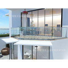 别墅无框落地钢化玻璃栏杆 铝合金U槽栏杆 不锈钢扶手栏杆 促销