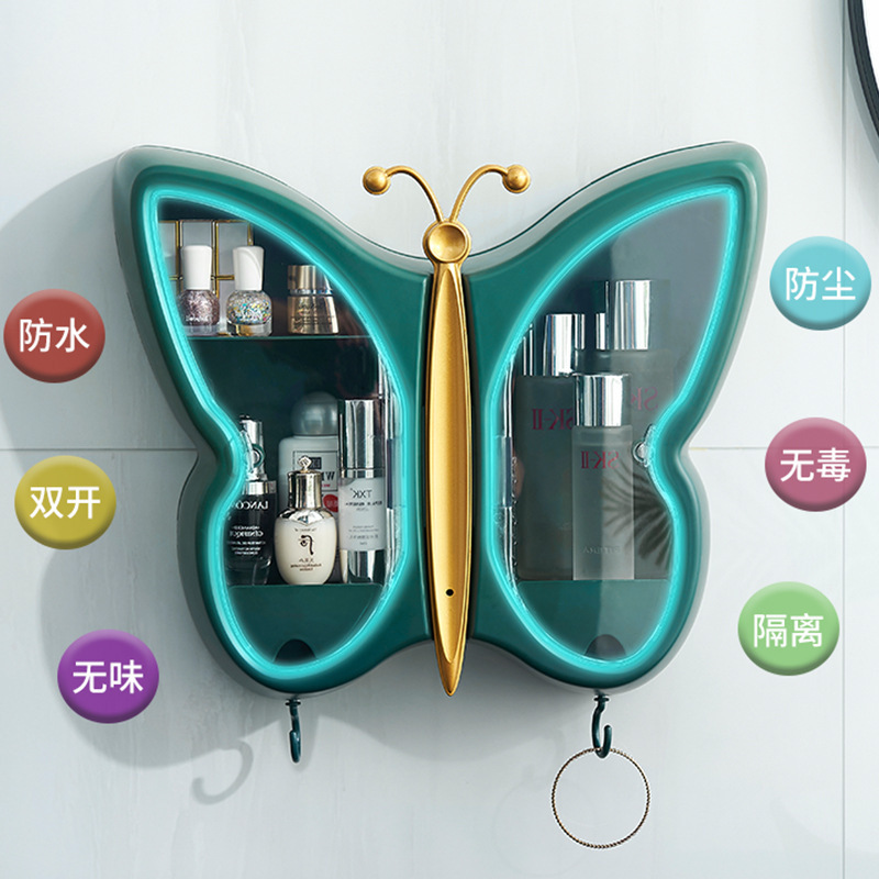 免打孔壁挂式防尘挂墙浴室化妆品置物架抖音网红同款创意收纳盒|ms