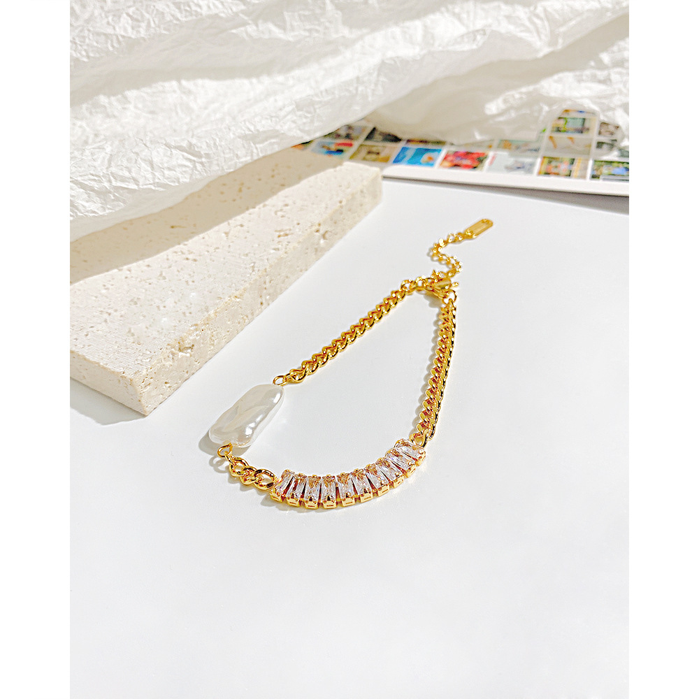 Fashion Geometric Stainless Steel Inlay Zircon Bracelets 1 Piece