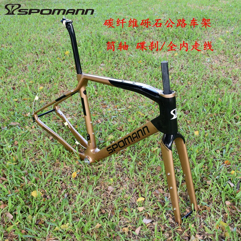Cross-border source gravel road bike frame carbon fiber barrel axle disc brake inner routing melon bike off-road bike