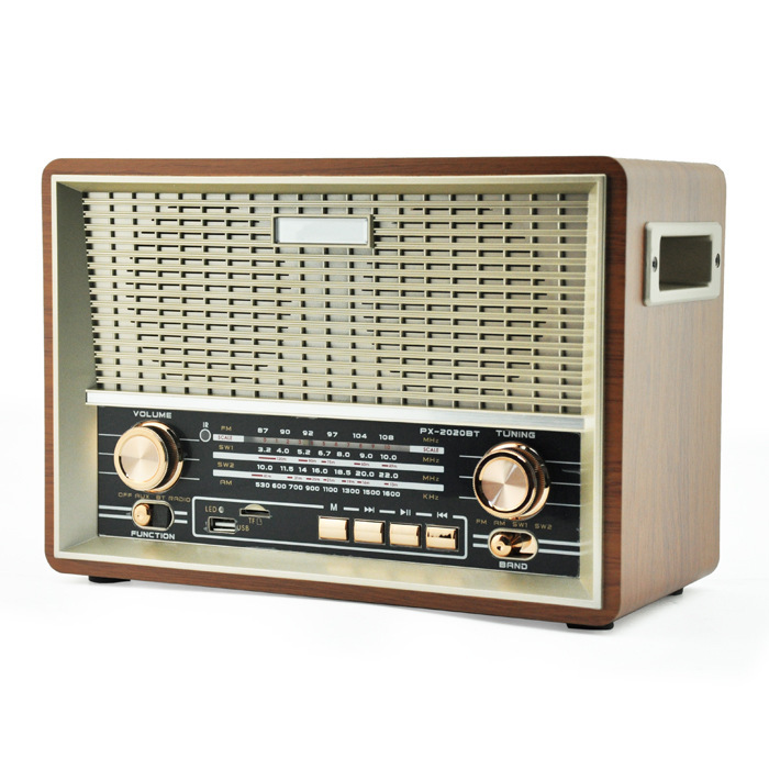 Radio Retro Bluetooth Multifunción PX-2002BT de Plástico con Interfaz USB