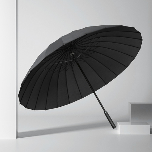 24-bone long-handled umbrella men's large automatic reinforced heavy rain strong wind-resistant black business wholesale straight umbrella for men