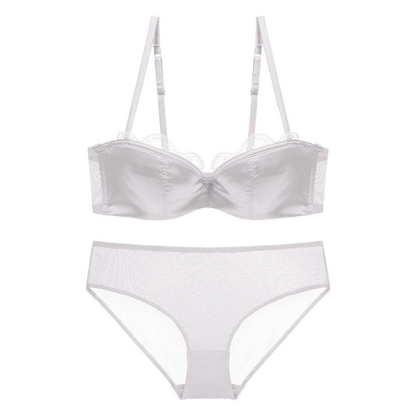 Las mujeres europeas y americanas de encaje sexy ropa interior de las mujeres de algodón fino media taza de tubo superior push up ropa interior sujetador traje