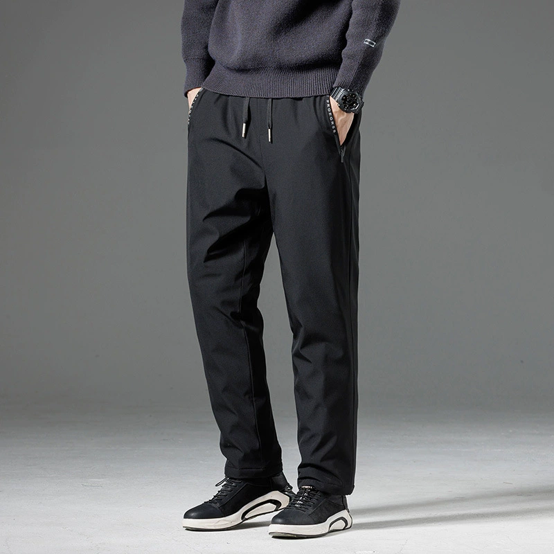 Зимние пуховые брюки, которые можно носить двумя способами, мужская модная одежда для активного отдыха, на флисовой подкладке и утолщенные, трансграничные продажи, очень теплые, 90% белый утиный пух, защита от холода.