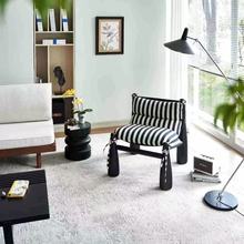 复古风设计师棒球椅创意休闲椅懒人客厅阳台白蜡木实木单人沙发椅