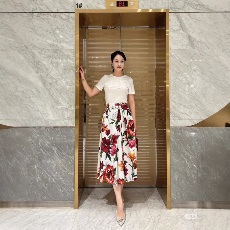 Forest Fairy Big Red Flower Cotton Short-Sleeved Shirt + Suspender Top with Shorts + Half Skirt + Silk Hip Wrap