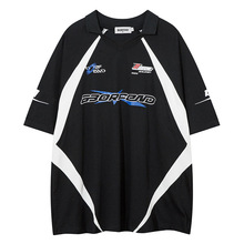 YPRS男装美式街头INS运动机车服男女oversize短袖T恤宽松情侣半袖